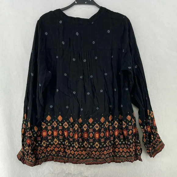 Vintage Coldwater Creek Blouse Women's Sz XS Black Southwestern Print Button Up - Picture 2 of 11